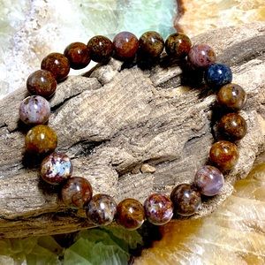 Crystal Gemstone Bead Bracelet, Pietersite gemstones, handcrafted, stretchy!